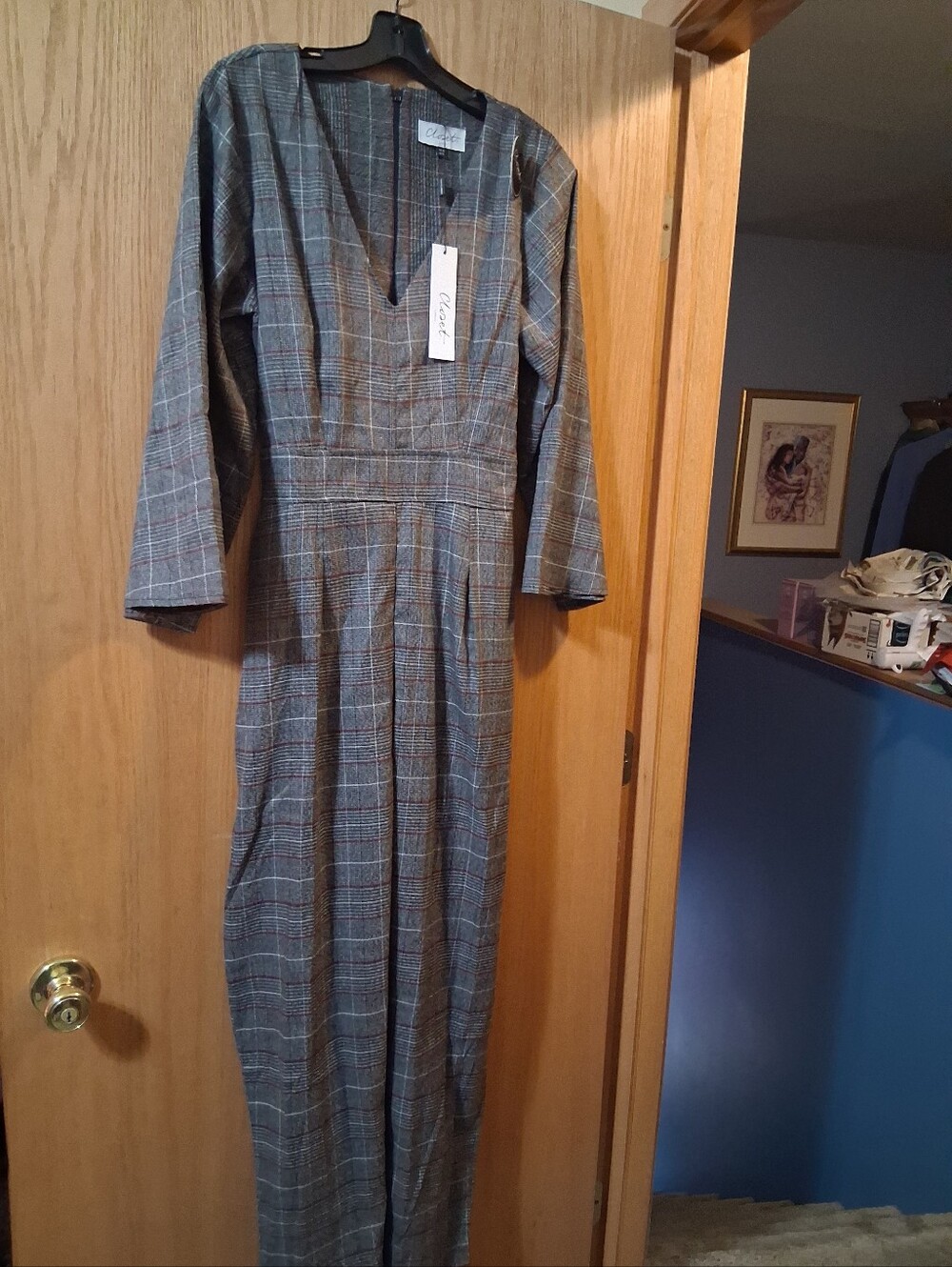 Closet London Jumpsuit,  Long Trumpet Sleeve, pockets, UK Size 16 / US Size 12